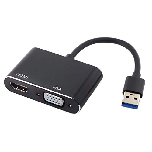 JSER USB 3.0 & 2.0 to HDMI & VGA HDTV Adapter Cable External Graphics Card Compatible for Windows Mac Laptop - style: USB3.0 to HDMI+VGA