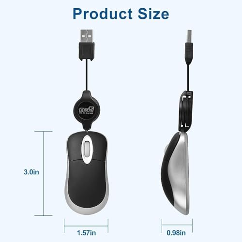 EEEKit Ultra Compact 3-Button USB Mouse, Black, 3 x 1.57 x 0.98 in - color: Black