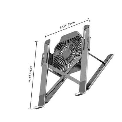 Adjustable Aluminum Alloy Laptop Cooling Stand with Built-in Fan Portable Notebook Holder for Desk Use Height-Riser Laptop Shelf Compatible with Pcs
