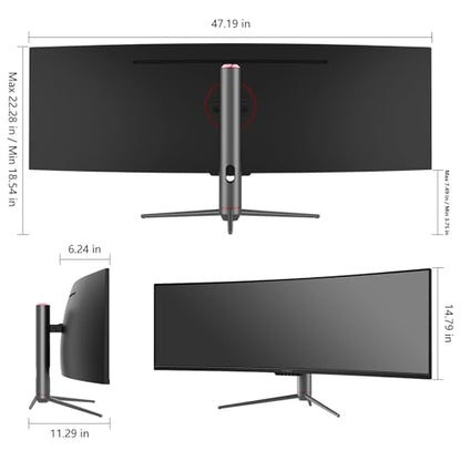 INNOCN 49" Curved 5K2K 5120 x 1440P 240Hz Computer Monitor, R1800-49C1S | HDR400, 99% sRGB, USB Type C, DisplayPort, HDMI, Built-in Speakers, Height/Tilt Adjustable - style: DQHD 240Hz