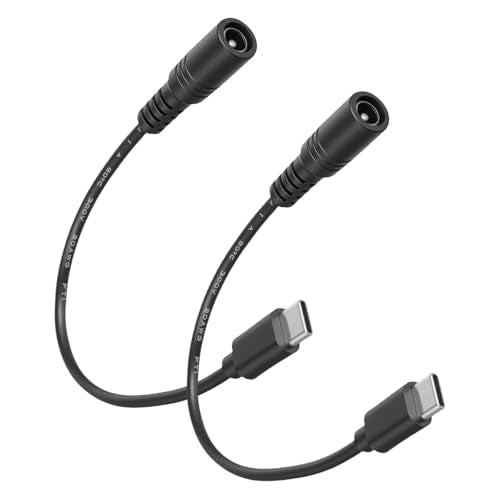 2Pcs 6 Inch DC Female to USB C Power Cord USB C to DC Adapter, DC5521 Female Male Plug, 5V 3A Power Charging Cable Extension Cord