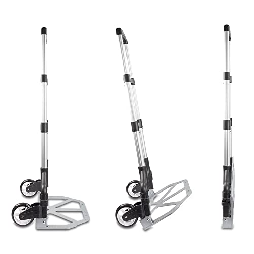 Ultimaxx Professional Heavy-Duty 150 Pound (lb) Capacity Aluminum Folding Hand Truck/Luggage Cart (Black/Silver) with Adjustable Handle, Folding Away Wheels, and Bungee Cord - style: Professional