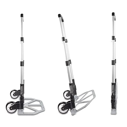 Ultimaxx Professional Heavy-Duty 150 Pound (lb) Capacity Aluminum Folding Hand Truck/Luggage Cart (Black/Silver) with Adjustable Handle, Folding Away Wheels, and Bungee Cord - style: Professional