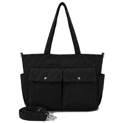 VODIU Canvas Messenger Bag Large Hobo Crossbody bags for Women,Men, Shoulder Tote Handbags with Laptop pocket - color: Black-c