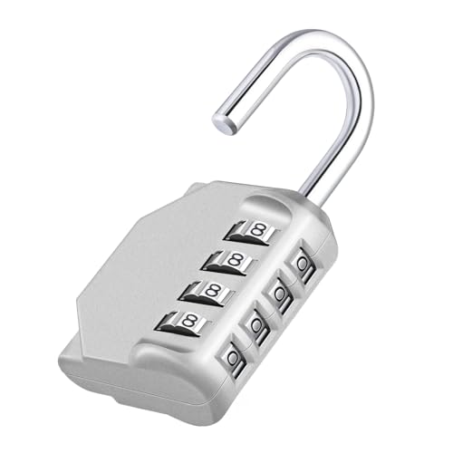 ZHEGE Combination Lock Outdoor, 4 Digit Resettable Lock for Gym (Sliver) | School, Fence, Employee Locker Padlock - color: 1P, Sliver, size: 1P