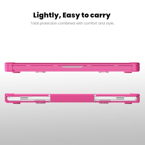 Batianda Heavy Duty Case for New MacBook Pro 16 inch 2026 M5 2024 M4 M3 M2 M1 Pro Max Chip - Starry Dot-Matrix Cover with PU Leather Spine & Foldable Stand - Full Protection Anti-Collision, Pink - color: Pink