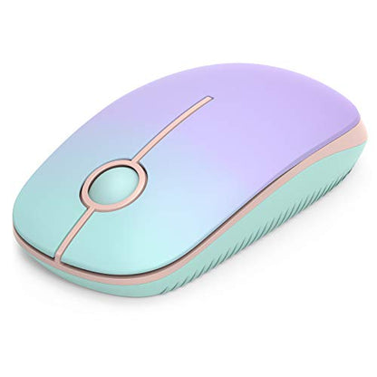 Unipows Wireless Mouse-2.4G Slim Portable Computer Mouse with Nano Receiver | Less Noise Mobile Optical Mice for Notebook, PC, Laptop, Desktop, Gradient Mint Green - color: Gradient Mint Green