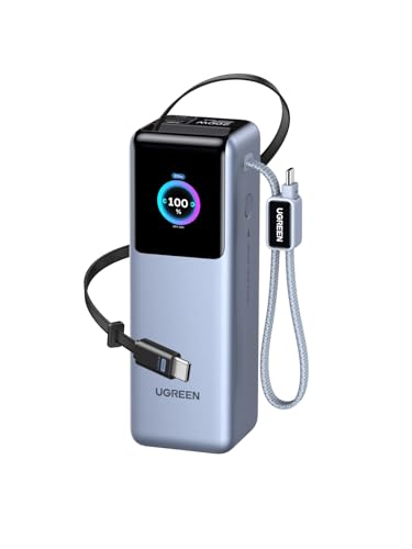 UGREEN Nexode Pro 25000mAh 200W Retractable Cables Power Bank for iPhone | Built-in retractable cables, TFT display, PD 3.1. 90Wh. Fast charges MacBook, Dell, HP, Samsung S26, iPhone 17/16.