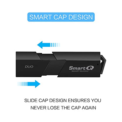 SmartQ C307 DUO SD Card Reader Portable USB 3.0 Flash Memory Card Adapter Hub for SD, Micro SD, SDXC, SDHC, MMC, Micro SDXC, Micro SDHC, UHS-I for Mac, Windows, Linux, Chrome, PC, Laptop, Switch (Duo) - size: Duo
