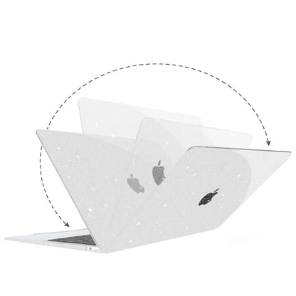G JGOO for MacBook Air 13 inch Case 2021 2020-2018 M1 A2337 A2179 A1932 | Glitter Protective Plastic Hard Shell for MacBook Air 13.3 inch Case + Keyboard Cover + Screen Protector, Sparkly Clear - color: Clear