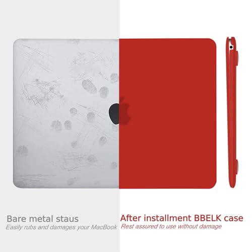 B BELK for MacBook Air 13 inch Case M1 2021 2020 2019 2018, Red | A2337 A2179 A1932, Matte Plastic Hard Shell for MacBook Air 13.3 inch Case Touch ID with Keyboard Cover & Screen Protector - color: Red