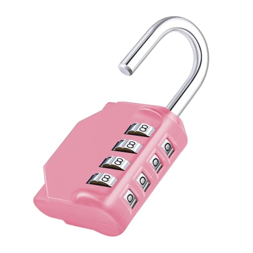 ZHEGE Combination Lock, Gym Locker Lock, 4 Digit Combination Padlock (Pink) | Outdoor & Indoor Use, School Locker Lock - color: 1P, Pink, size: 1P