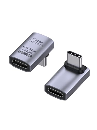 CableCreation 90 Degree USB C Adapter 2 Pack, USB C Adapter 40Gbps 240W | Right Angle Male to Female Compatible with Steam Deck, ROG Ally, Switch, Notebook, PC, Tablet, Phone and More, UP Angle - size: 2PCS, style: Up Angle