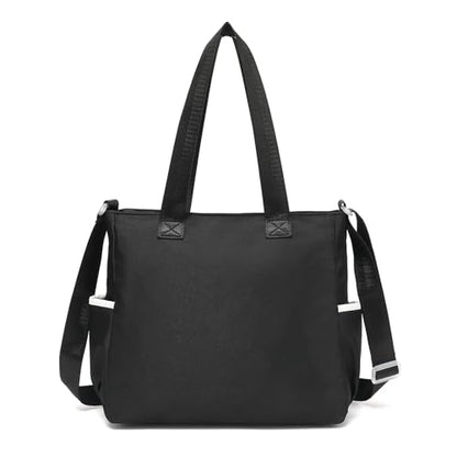 Phaoullzon Cute Messenger Bag Kawaii Crossbody Purse for Teen Shoulder Tote | Gifts for Girls/ Women, Nylon Japanese College Satchel Travel Work Gym Handbag - color: Black, style: Large(could Fit 14" Laptop)