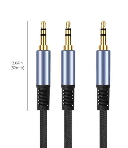 1/8" TRS Stereo Splitter Cable 6.6FT(Splitter 20cm), Male to Dual Male, 3.5mm Y-Splitter Stereo Cable, for Speakers, Headphone, Cell Phone PC Laptop, Perfect for Switching or Two Sets of Speakers - size: 6.6FT
