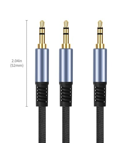 1/8" TRS Stereo Splitter Cable 6.6FT(Splitter 20cm), Male to Dual Male, 3.5mm Y-Splitter Stereo Cable, for Speakers, Headphone, Cell Phone PC Laptop, Perfect for Switching or Two Sets of Speakers - size: 6.6FT