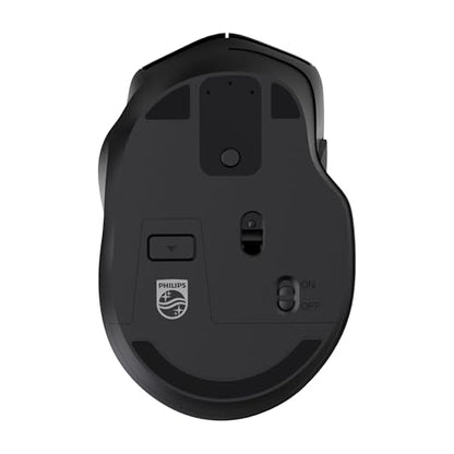 PHILIPS Wireless Mouse for Laptop, 2.4GHz & Bluetooth Computer Mouse for Small to Medium Hands, 5-Level Adjustable 4000 DPI High Precision, 6 Buttons, Silent Mouse for PC, Mac, Tablets