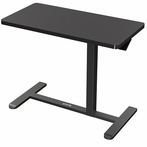 VIVO Black Mobile 32 x 16 inch Over Couch Laptop Table, CART-V02L | Height Adjustable Bedside Desk for Recliner, Laptop Cart with Hidden Caster Wheels, Holds 17.6 lbs - color: Black, size: 32 x 16 inch