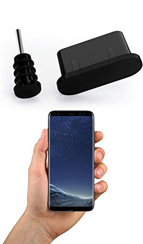 10x Anti Dust Plugs for Smartphone, MacBook, Laptop | USB-C Dust Plug for Samsung Galaxy S8, S9, S10 | Silicone Dust Plug – Black