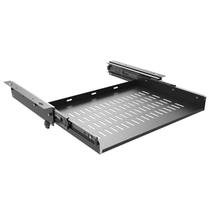 Sliding Under Desk Laptop Mount Shelf with Air Vents, W 16.3" x D 12" Metal Under Desk Slide Out Tray for Laptop (16 Inch Wide) - size: 16 Inch