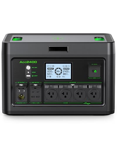 2400W Portable Power Station 1843.2Wh Solar Generator For Home Battery | Home Battery Backup, LiFePO4 Battery Supply with 12 Outlets(2400W AC Outlets), USB-C PD100W,2Hrs Fast Charge, RV Travel - color: Dark Black