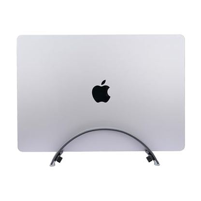 Adjustable Vertical Laptop Stand - 6061 Aluminum, CNC Precision, Anodized Finish, Fits All Laptops Including 17-inch, Ventilated Design, Anti-Slip Silicone Pads, ARC Shaped Stands - color: Black
