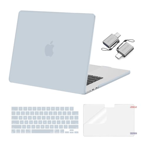MOSISO Compatible with MacBook Air 15 inch Case M5 2026 M4 2025 M3 M2 2024 2023 A3448 A3241 A3114 A2941, Hard Shell&Keyboard Cover&Screen Film&Type C, Great for Study Travel Work, Baby Blue - color: Baby Blue