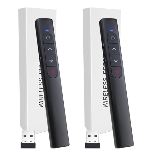 (2 Units) Wireless Presenter Remote, Presentation Clicker with Hyperlink & Volume Remote Control PowerPoint Office Presentation Clicker for Keynote/PPT/Mac/PC/Laptop - style: 2 Units