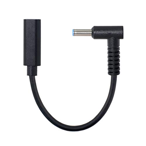 cablecc Type C USB-C Female Input to DC 4.5x3.0mm Power PD Charge Cable fit for HP Laptop 18-20V - color: Black 4.5x3.0HP