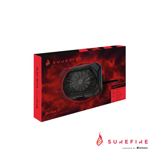 SureFire Bora X1 Gaming Laptop Cooling Pad, Laptop Cooler for Laptops up to 17 Inches, Adjustable Fan Speed, More Power, RGB Lighting