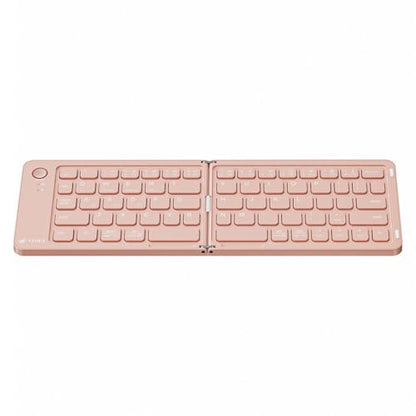 Veout Foldable Bluetooth Keyboard, Ultra-Thin Portable Wireless Keyboard, Lightweight for Laptop, iPad, iPhone, Android, Windows, Mac - color: Keyboard-Pink
