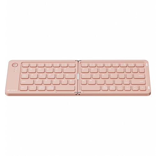Veout Foldable Bluetooth Keyboard, Ultra-Thin Portable Wireless Keyboard, Lightweight for Laptop, iPad, iPhone, Android, Windows, Mac - color: Keyboard-Pink