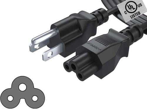6Ft 3 Prong AC Laptop Power Cord Cable for Dell Hp Mac Studio Asus Sony Lenovo LG Acer Samsung Gateway Latitude Inspiron XPS Pro MSI Thinkpad Computer Charger Spare: IEC-60320 IEC320 C5 to NEMA 5-15P