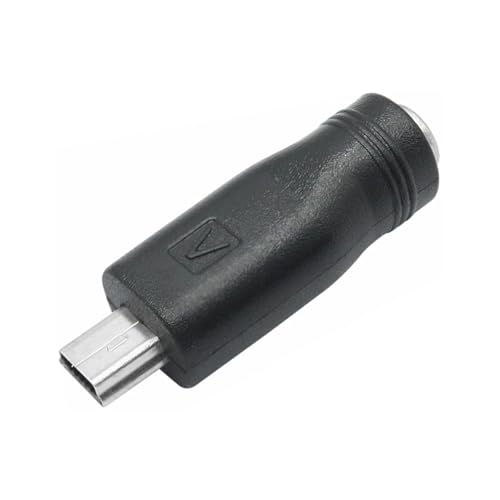 DC Barrel Jack to Mini USB Adapter (5-Pack), 2.1 x 5.5mm Female to Mini USB Male Power Converter for Supplying Mini-USB Devices from DC Source - style: DC to USB Mini