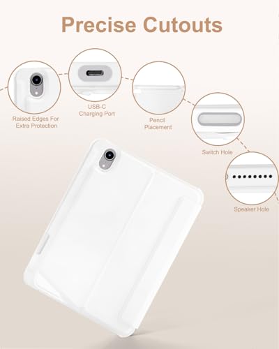 EAMPANG Case with Trackpad Keyboard for iPad mini 7th(A17 Pro, 2024)/6th Generation 8.3 inch,7-Color Backlit Wireless Keyboard Magnetic Detachable Multi-Angle Stand Cover for iPad mini 6 7 White - color: White