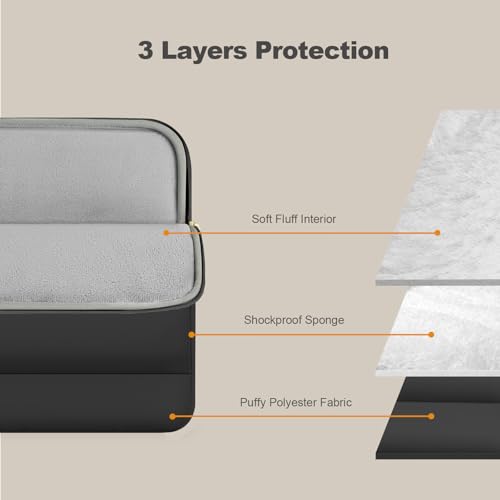 Laptop Case 13.3 inch,13-13.3 inch Puffy Laptop Sleeve Compatible with MacBook Air 13 13.6/Neo 13/Pro 13/Pro 14,HP Dell ASUS Lenovo,Polyester Computer Bag with Horizontal Pocket&Belt, Black - color: Black