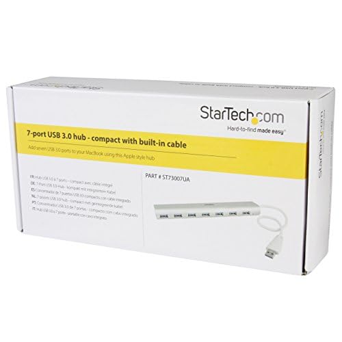 StarTech 7-Port USB-A Hub 5Gbps, Bus or Self-Powered with 20W (ST73007UA) | USB-A to 7x USB-A, Overcurrent protection, USB event monitoring, 20W adapter for high-power SSDs