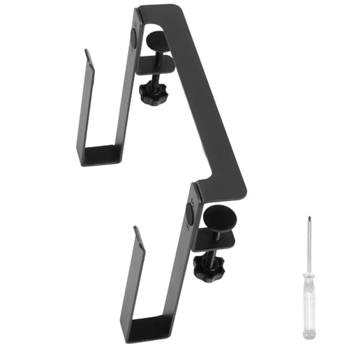 Desk Side Laptop Mount,Metal Hanging Adjustable Side Laptop Mount,No Drilling Siding Table Organizer for Office Home Tablets, Documents With Anti-Scratch,Metal Hanging Notebooks Holder
