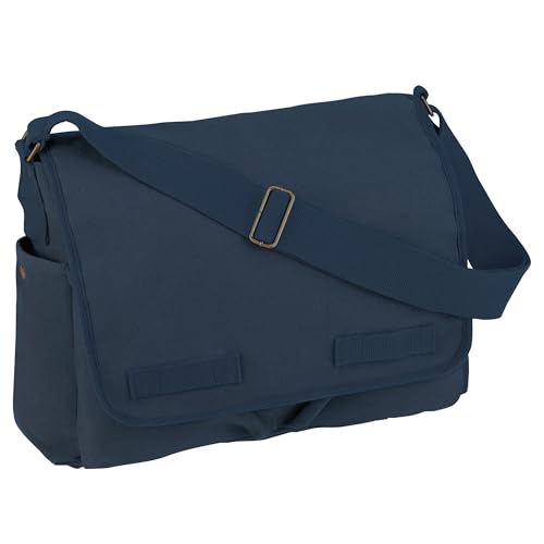 Rothco Classic Canvas Messenger Bag | Durable Canvas Shoulder Bag, Crossbody Designed For EDC, Travel, Commuting, Organized Storage And Dependable Carry - color: Blue
