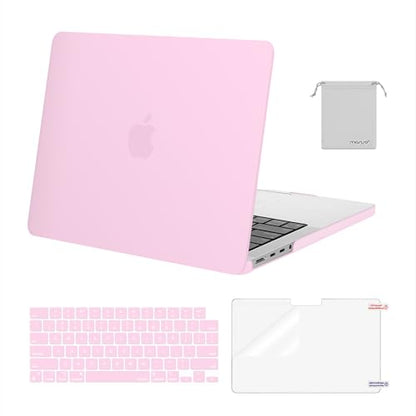 MOSISO Compatible with MacBook Pro 14 inch Case M5 2026 M4 2025 M3 M2 M1 2024-2021 A3427 A3426 A3434 A3112 A3185 A3401 A2918 A2992 A2779 A2442,Hard Case&Keyboard Skin&ScreenFilm&Pouch, Clear Pink - color: Clear Pink