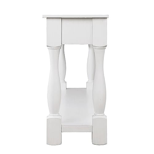 63.4" Solid Wood Console Table for Entryway,Sofa Table with Drawers | Antique White Farmhouse Console Table with 3 Drawers and Bottom Shelf;Solid Wood Sofa Table for Hallway,Foyer,Easy Assembled - color: Antique White