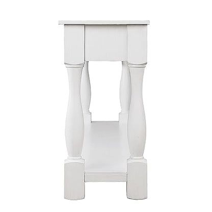 63.4" Solid Wood Console Table for Entryway,Sofa Table with Drawers | Antique White Farmhouse Console Table with 3 Drawers and Bottom Shelf;Solid Wood Sofa Table for Hallway,Foyer,Easy Assembled - color: Antique White