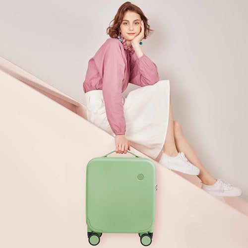 mixi Carry on Luggage 14 Inch Underseat Personal Item Suitcases with Spinner Wheels, Hardside Rolling Suitcase PC with TSA Lock Lightweight Travel Case, Fine Grid Avocado Green - color: Fine Grid Avocado Green, size: 14in Underseat