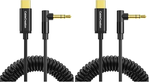 CableCreation USB C to 3.5mm Audio Aux Jack Cable (1.3-4FT), Coiled Aux to USB C Cable, Type C to 3.5mm Headphone Car Stereo Cord for iPhone 16 15 Pro Max, Galaxy S25 S24, Pixel, iPad Pro (Pack of 2) - size: 1.3ft/4ft (Pack of 2), style: For Audio Only