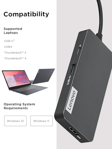 Lenovo – USB-C 7-in-1 Hub – Computer Networking Laptop Accessory – Laptop Docking Station - 4K via HDMI, 3 USB-A devices, 2 SD/TF Card Readers USB-C Power Pass Through