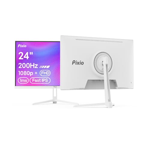 Pixio PX248 Wave White 24 inch 200Hz Refresh Rate FHD 1080p Resolution Fast IPS Panel 1ms GTG Response Time Built-in Speakers Gaming Monitor with Adaptive Sync - color: White