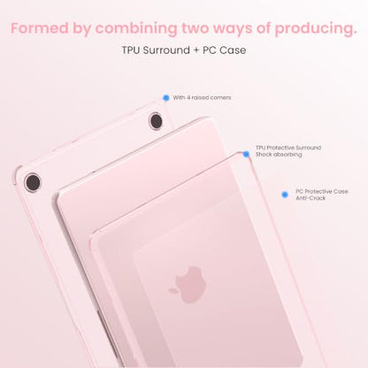 G JGOO Compatible with MacBook Neo Case 13 inch 2026 Release Model A3404 with A18 Pro Chip, Anti-Fingerprints Reinforced TPU Bumper Hard Shell Case with Keyboard Cover & Screen Protector, Blush - color: Matte Blush
