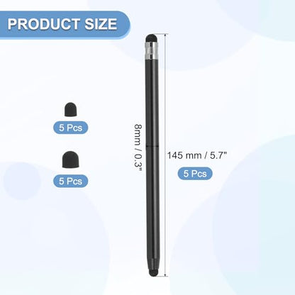 PATIKIL 5 Pcs Stylus Pens for Touch Screens, 2 in 1 High Sensitivity Universal Pen Capacitive Stylus for Phone Tablets Laptop Touch Screen Devices, Black - color: Black