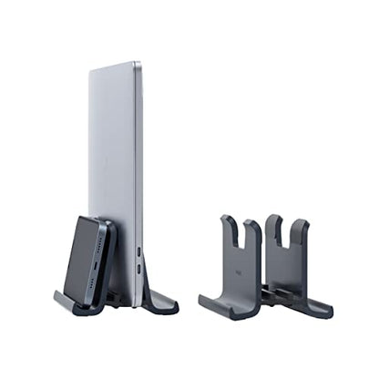 Hagibis Vertical Laptop Stand Desktop for Desk Gravity Locking Holder Dock Save Space Improves Airflow for MacBook Pro, Mac mini, Surface, HP, Dell, Chrome Book (Gen2 Black)