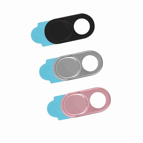 3Pcs Metal Webcam Cover, Privacy Protection Camera Lens Cover Sticker, with Easy Slide Open Close Design, for Laptop Smartphone Tablet PC Desktop (Silver Black Pink Mixed Color) - color: Silver black pink mixed color